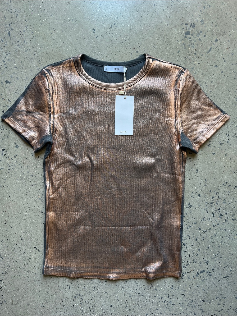 Mango Metallic Copper-Glow Short Sleeve Tee